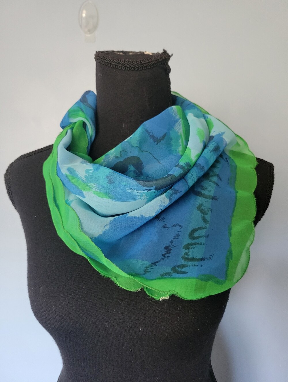 Lightweight Blue & Green Women's Square Scarf